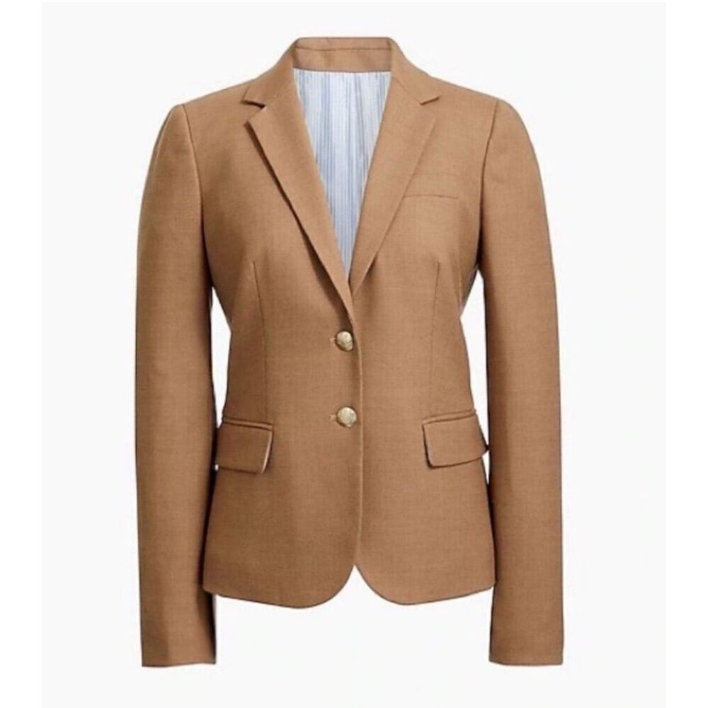 EUC! J. Crew Wool Tan Camel Schoolboy Blazer - Size 0 - Picture 2 of 12
